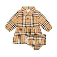 burberry kids bébé – ensemble robe et culotte bloomer archive check en coton mélangé
