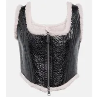 jean paul gaultier corset laminated en cuir et shearling