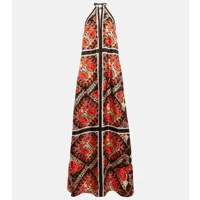 valentino robe longue mini bandana imprimée en soie