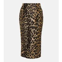 balmain jupe crayon à taille haute et motif léopard