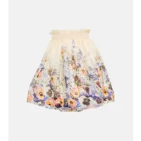 zimmermann mini-jupe tama en lin et soie à fleurs