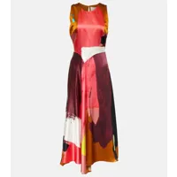 roksanda robe longue imprimée en satin de soie
