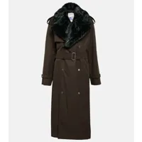 burberry manteau en coton à fourrure synthétique
