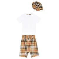 burberry kids bébé – set t-shirt, pantalon et casquette en coton