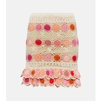 anna kosturova mini-jupe bouquet en coton à fleurs