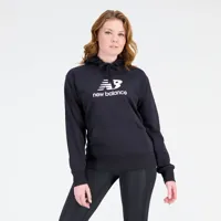 new balance femme sweats à capuche essentials stacked logo en noir, cotton, taille xl