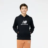 new balance enfant essentials stacked logo french terry hoodie en noir, cotton fleece, taille s