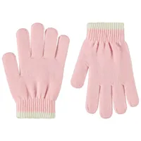gants en tricot uni à base contrastée pour fille - rose