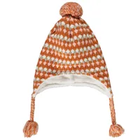bonnet péruvien en tricot fantaisie pour bébé fille - caramel