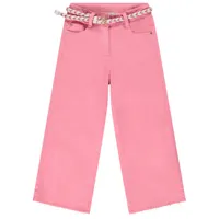 pantalon large uni en denim avec ceinture tressée pour fille - rose