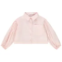 chemise courte à manches bouffantes en toile parachute pour fille - rose clair