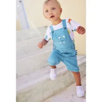 salopette courte poche fantaisie pour bébé garçon - turquoise