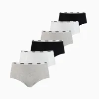 puma lot de 6 mini-shorts femme, blanc/noir/gris