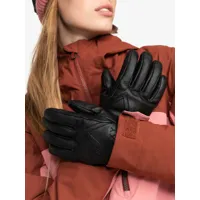 eaststorm leather - gants de snowboard/ski techniques en cuir pour femme - noir - roxy