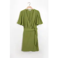 robe portefeuille en lin - vert