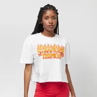 karl kani x stranger things woven signature crop print tee, t-shirts, vêtements, white, taille: l, tailles disponibles: