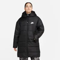 nike sportswear therma-fit repel women's synthetic-fill hooded parka, parkas, vêtements, black/black/white, taille: xs, tailles disponibles:xs