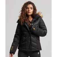 superdry snow luxe puffer jacket noir xs femme