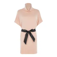 robe-pull ample �� col roul�� - rose - femme -