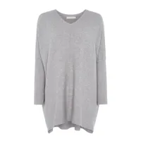 pull long loose �� couture transversale - gris clair chin�� - femme -