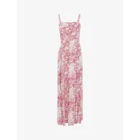robe fendue �� imprim�� floral - rose - femme -