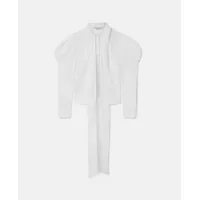 stella mccartney - chemise sculpturale à manches bouffantes et col lavallière, femme, blanc pur, taille: 38