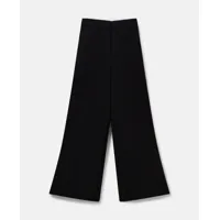 stella mccartney - pantalon large plissé en laine à taille haute, femme, noir nuit, taille: 34