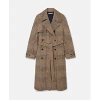 stella mccartney - manteau long en tweed avec ceinture, femme, marron, taille: 40