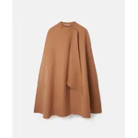 stella mccartney - manteau cape long en laine, femme, camel, taille: 38
