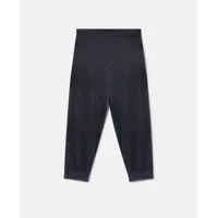 stella mccartney - pantalon de jogging en soie imprime monogramme, femme, noir et gris, taille: m