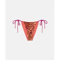 stella mccartney - culotte de bikini a nouage lateral imprime guepard flou, femme, rose, taille: s