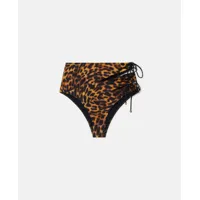 stella mccartney - culotte de bikini taille haute imprime guepard flou, femme, écaille de tortue, taille: m