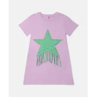stella mccartney - robe t-shirt avec étoile à franges, femme, violet, taille: 2
