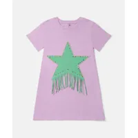 stella mccartney - robe t-shirt avec étoile à franges, femme, violet, taille: 8