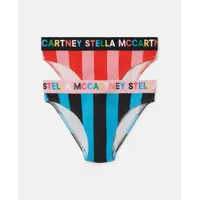 stella mccartney - lot de 2 culottes à rayures et taille à logo, femme, multicolore, taille: 10