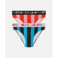 stella mccartney - lot de 2 culottes à rayures et taille à logo, femme, multicolore, taille: 12