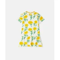 stella mccartney - robe t-shirt à imprimé tournesols, femme, ivoire multicolore, taille: 10