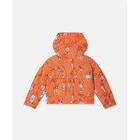 stella mccartney - veste à capuche avec imprimé estival griffonné, femme, orange, taille: 10