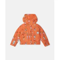 stella mccartney - veste à capuche avec imprimé estival griffonné, femme, orange, taille: 6