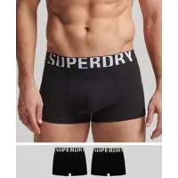 superdry homme lot de deux caleçons en coton bio avec logo noir taille: l