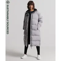 superdry femme manteau long à garnissage synthétique gris clair taille: 44