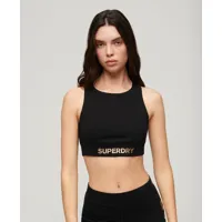 superdry femme haut brassière à logo sportswear noir taille: 36