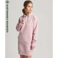 superdry femme robe sweat à capuche vintage logo en coton bio rose taille: 34