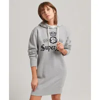 superdry femme impression de logos robe sweat à capuche pride in craft, gris, dames, taille: 38 taille: 38