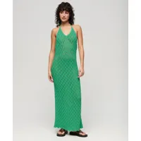 superdry femme robe longue dos nu en crochet vert taille: 38
