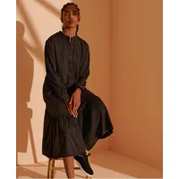 superdry femme cult studios robe chemise à volants en édition limitée noir taille: 38