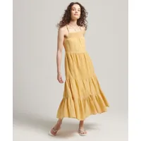 superdry femme robe caraco longue à dentelle vintage jaune taille: 36