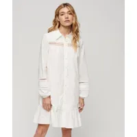 superdry femme robe-chemise en dentelle mélangée blanc taille: 38