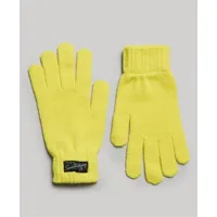 superdry femme gants à logo unisexes essential jaune taille: s/m