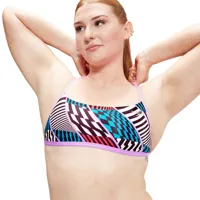 speedo allover digital cross back crop top bikini top multicolore 34 femme